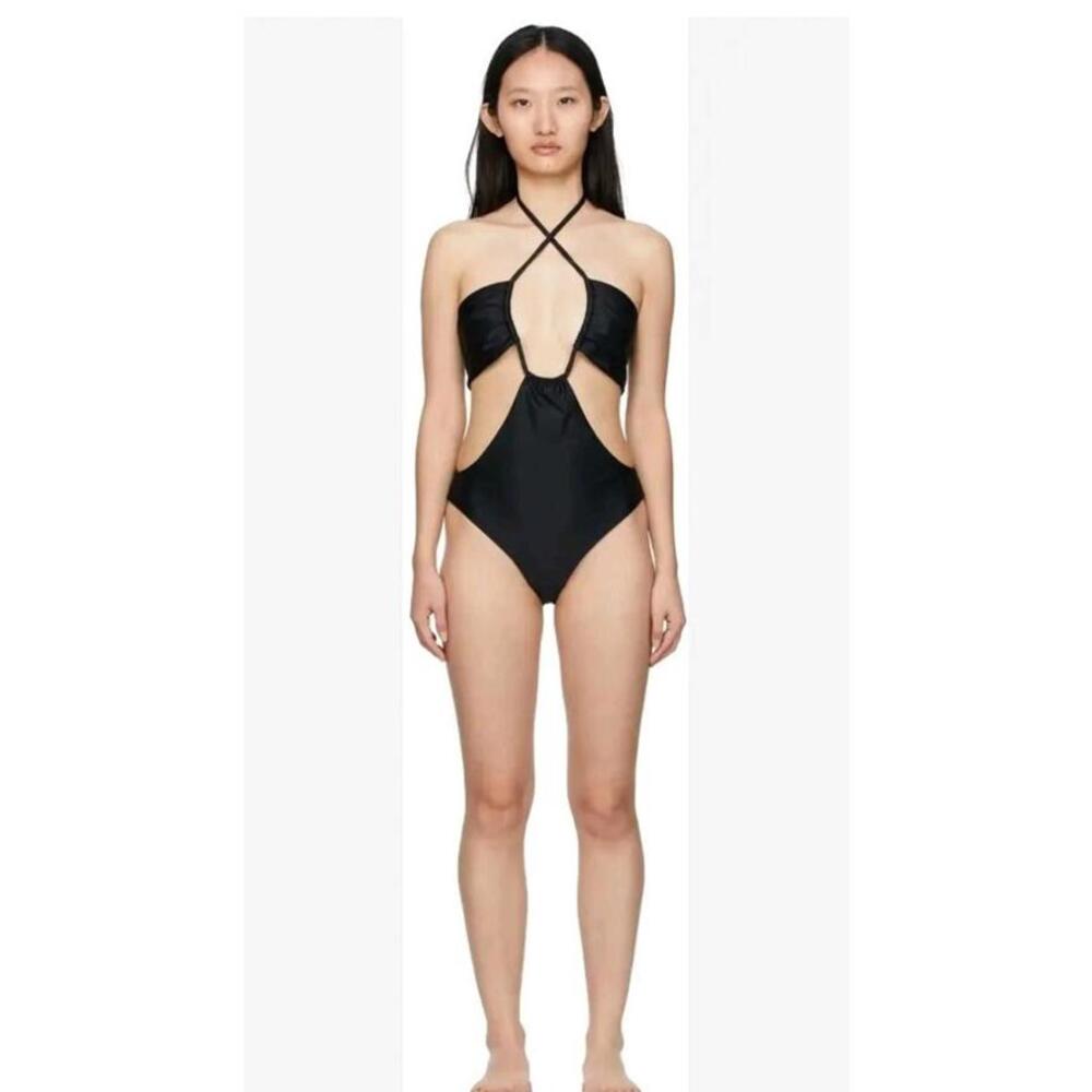 ROSETTA GETTY Nylon One-piece XS Women Drawstrings Swimsuit Black NWT $480 #1